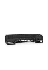 VIDAXL 3076748 Juego de muebles con cojines para jardín de 7 piezas fabricado en madera de pino y tela en color gris y negro de vidaXL