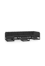 VIDAXL 3076753 Juego de muebles para jardín con cojines de 8 piezas fabricado en madera maciza y tela de color negro y gris de vidaXL