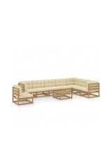 VIDAXL 3076832 Conjunto mobiliario de sofás y una mesa fabricado en madera con cojines de color marrón miel de vidaXL