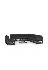 VIDAXL 3076913 Juego de muebles de jardín 10 piezas de pino negro y cojines antracita de vidaXL