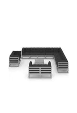 VIDAXL 3077021 Conjunto de mobiliário de jardim 14 pcs. cinzento com almofadas antracite vida xl