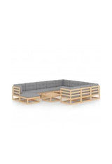 VIDAXL 3077089 Juego de muebles para jardín y terrazas fabricado de palets de pino con cojines de color gris de vidaXL