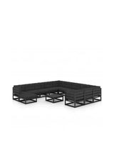 VIDAXL 3077113 Set muebles de jardín 13 piezas con cojines fabricados en pino de color negro de vidaXL