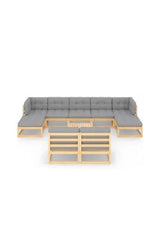 VIDAXL 3077139 Conjunto de muebles de jardín 10 piezas fabricado en madera con cojines en acabado natural y gris de vidaXL
