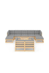 VIDAXL 3077159 Conjunto de muebles de jardín 10 piezas fabricado en madera con cojines en acabado gris de vidaXL