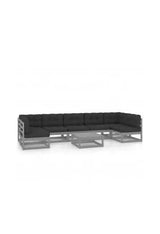 VIDAXL 3077191 Set de muebles de jardín de 8 piezas de madera de pino gris con cojines en color antracita de vidaXL