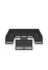 VIDAXL 3077233 Conjunto de muebles de jardín 12 piezas fabricadas en madera pino Negra con cojines de vidaXL