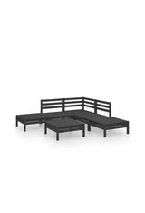 VIDAXL 3082646 Juego de sofás reposapiés y mesa de jardín fabricados en madera maciza de pino en color negro de vidaXL