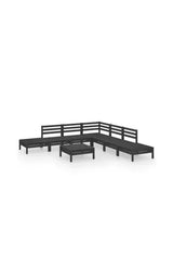 VIDAXL 3082656 Conjunto mobiliario de 8 piezas para jardín fabricadas en madera de pino con acabado en color negro de vidaXL