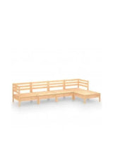 VIDAXL 3082677 Juego de muebles de jardín de 5 plazas con sofás y reposapiés en madera maciza de pino acabado natural de vidaXL