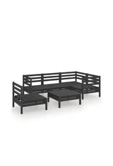 VIDAXL 3082726 Sofás de esquina y centrales con mesa para jardín fabricados en madera de pino en color negro de vidaXL