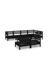 VIDAXL 3082756 Juego de muebles de 8 piezas para jardín fabricadas en madera de pino maciza con acabado en color negro de vidaXL