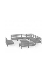 VIDAXL 3083161 Ensemble de meubles d'extérieur 12 pièces en bois de palette de pin, couleur gris
