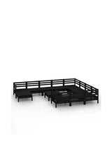 VIDAXL 3083313 Pack mobiliario de 12 piezas de exterior fabricado en madera de pino maciza con acabado en negro de vidaXL