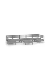 VIDAXL 3083411 Conjunto de muebles de pino para exterior con 8 piezas color gris sin cojines de vidaXL
