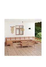 VIDAXL 3083462 Conjunto mobiliario de 13 piezas de exterior fabricado en madera de pino maciza con acabado en color marrón miel de vidaXL