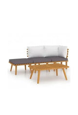 VIDAXL 3087001 Conjunto de jardín de madera maciza de acacia de 4 piezas con cojines Blancos y gris oscuro de vidaXL