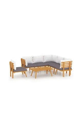 VIDAXL 3087015 Conjunto de muebles de exterior hechos de madera de acacia con 1 mesa 3 sofás centrales y 3 sofás de esquina de vidaXL
