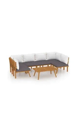 VIDAXL 3087024 Conjunto de muebles de exterior hechos de madera de acacia con una mesa 4 sofás centrales y 2 sofás de esquina de vidaXL
