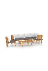 VIDAXL 3087031 Set de muebles de exterior hechos de madera de acacia con una mesa 3 sofás centrales y 3 sofás de esquina de vidaXL