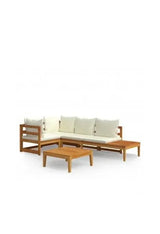 VIDAXL 3087276 Set de muebles de jardín de 4 piezas en madera de acacia con cojines en color crema de vidaXL