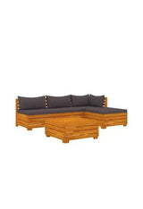 VIDAXL 3087309 Set de muebles para jardín de 9 piezas fabricado en madera maciza de acacia con cojines color gris oscuro de vidaXL
