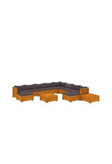 VIDAXL 3087321 Juego de muebles para jardín de 12 piezas fabricados en madera maciza de acacia con cojines color gris oscuro de vidaXL