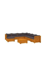 VIDAXL 3087322 Juego de muebles para jardín de 9 piezas fabricados en madera maciza de acacia con cojines color gris oscuro de vidaXL
