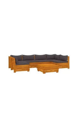 VIDAXL 3087324 Set de muebles para jardín de 7 piezas fabricados en madera maciza de acacia con cojines color gris oscuro de vidaXL