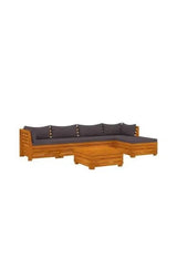 VIDAXL 3087326 Juego de muebles para jardín de 6 piezas fabricados en madera maciza de acacia con cojines color gris oscuro de vidaXL