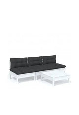 VIDAXL 3096083 Juego de muebles de jardín de 4 piezas hecho en madera de pino blanco con cojines color gris antracita de vidaXL