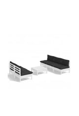 VIDAXL 3096089 Conjunto para jardín de 6 piezas con mesa y sofás de madera de pino Blancos y cojines color gris antracita de vidaXL