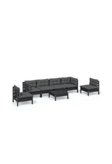 VIDAXL 3096206 Juego de sillones para jardín de 7 piezas fabricado en madera de pino con cojines y mesa de vidaXL