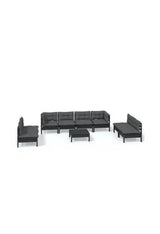 VIDAXL 3096242 Juego de muebles para jardín de 9 piezas con cojines y mesa color negro y gris oscuro de vidaXL