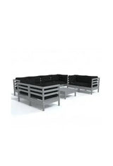 VIDAXL 3096276 Juego de muebles de jardín hecho de madera de pino color antracita 9 piezas de vidaXL