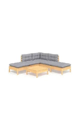 VIDAXL 3096315 Juego de sillones y mesa para jardín de 6 piezas fabricado en madera color marrón miel y cojines color gris de vidaXL