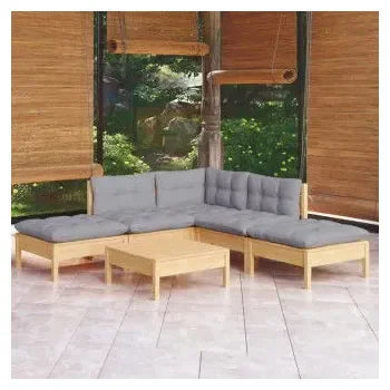 vidaxl_3096315_juego_de_sillones_y_mesa_para_jardín_de_6_piezas_fabricado_en_madera_color_marrón_miel_y_cojines_color_gris_1