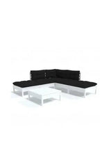 VIDAXL 3096317 Juego de muebles para exteriores hecho de madera maciza de pino y tela de color blanco y gris antracita 6 piezas de vidaXL