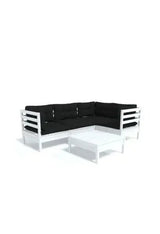 VIDAXL 3096377 Juego de muebles de pino para uso exterior de 5 piezas color blanco con cojines antracita de vidaXL