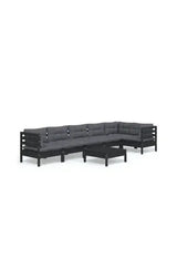 VIDAXL 3096404 Juego de muebles para jardín de 7 piezas con cojines y mesa color gris oscuro y negro de vidaXL