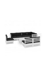VIDAXL 3096473 Conjunto de muebles con cojines fabricado en madera para jardín en color blanco de vidaXL