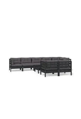 VIDAXL 3096512 Juego de sillones para jardín de 9 piezas hecho en madera color gris oscuro y cojines color negro de vidaXL