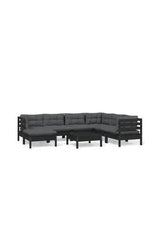 VIDAXL 3096657 Juego de sofás para jardín de 8 piezas con cojines hecho en madera color negro y gris antracita de vidaXL