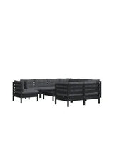 VIDAXL 3096777 Juego de sillones para jardín de 10 piezas hecho en madera de pino con mesa y cojines color gris antracita oscuro de vidaXL