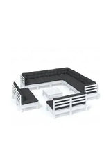 VIDAXL 3096870 Set de muebles de jardín de madera maciza de pino color gris antracita 12 piezas de vidaXL