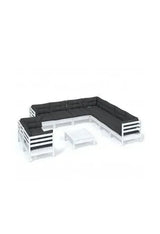 VIDAXL 3096906 Set de muebles de jardín de madera maciza de pino color gris antracita 10 piezas de vidaXL