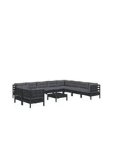 VIDAXL 3096921 Set modular de jardín con mesa y sillones fabricado en madera de pino de 11 piezas con cojines color gris oscuro de vidaXL