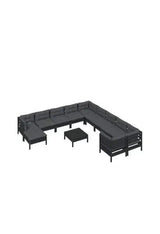 VIDAXL 3097065 Juego modular de muebles para jardín hecho en madera de pino de 12 piezas con mesa y cojines color gris oscuro de vidaXL