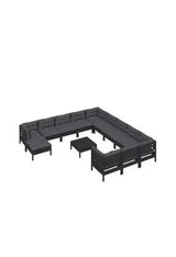 VIDAXL 3097077 Set modular de muebles para jardín hecho en madera de pino de 13 piezas con mesa y cojines color gris oscuro de vidaXL