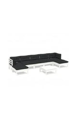 VIDAXL 3097098 Juego de muebles modulares para jardín de 8 piezas en acabado blanco con cojines Negros de vidaXL